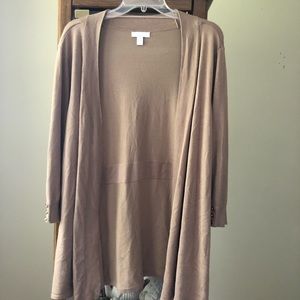 Charter Club 3X taupe open front cardigan sweater, 3/4 length sleeves